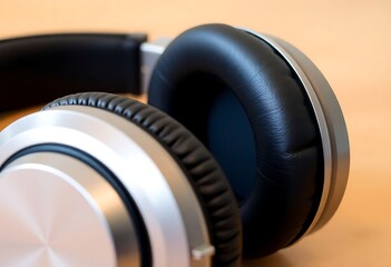 pair of headphones sitting on top of a wooden table