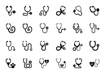 Stethoscope fill vector icon and stethoscope icon pack.