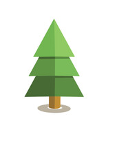 Evergreen Silhouette: A meticulously crafted flat-design rendering of a stylized evergreen tree, evoking the essence of winter holidays and outdoor nature scenes. 
