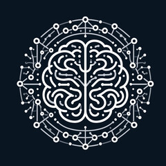Stylized brain illustration with circuit patterns representing technology and intelligence