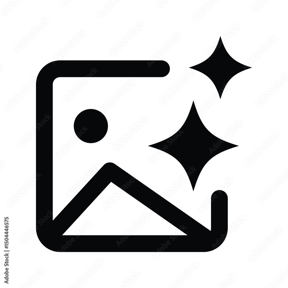Poster ai image edit icon. photo enhancement using artificial intelligence. minimal ai image generate symbo