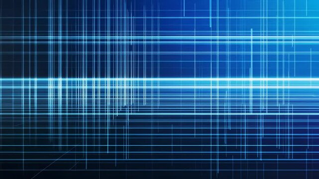 Abstract digital grid pattern with light streaks.  Interconnected lines and waveforms create a complex, futuristic visual effect.  Vibrant blue hues enhance the dynamic composition - Powered by Adobe