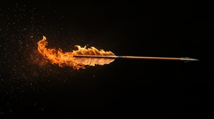 Flaming arrow in dark background symbolizing intensity and power