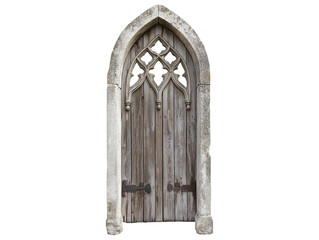 Gothic wooden door with stone frame