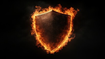 Fiery shield emblem with dynamic flaming effect