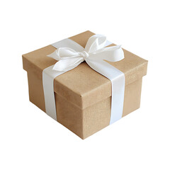 Festive wrapped gift box for birthday or celebration isolated on a transparent background.