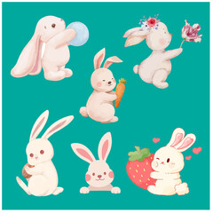 Rabbit colour vector set 5