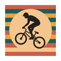 Fototapeta premium Bmx Rider Performing Retro Stunt Stripes