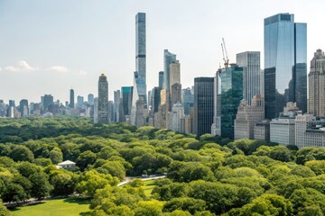 Obraz premium Modern Skyline of New York City with Skyscrapers and Green Park Landscape