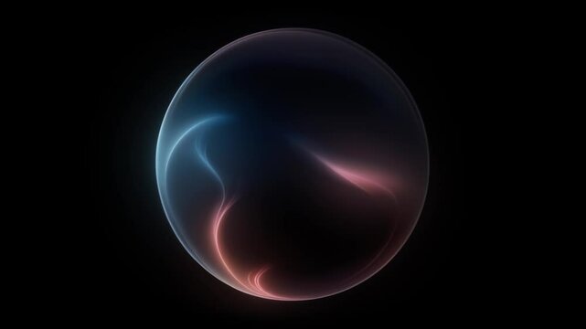  abstract orb with a flowing gradient. The 3D rendered sphere exhibits a futuristic, plasma-like motion against a black background, perfect for modern and technological projects