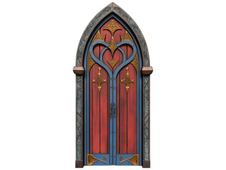 Intricate Gothic Arched Door with Heart-Shaped Design