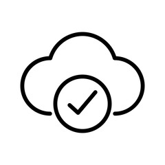 Cloud check mark outline icon. Check mark icon isolated on white background. Transparent background, minimalist symbol. Vector images