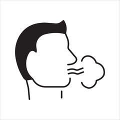 Breathing icon. Breath difficulties sign color editable