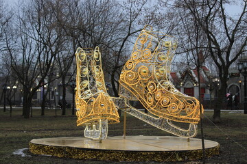 Beautiful decorative skates with illumination.