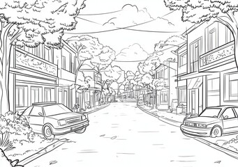 Pen Sketch of a Charming Street Scene