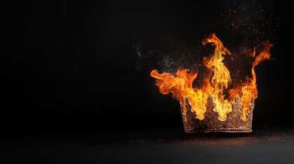Obraz premium Fiery crown in flames against dramatic dark background