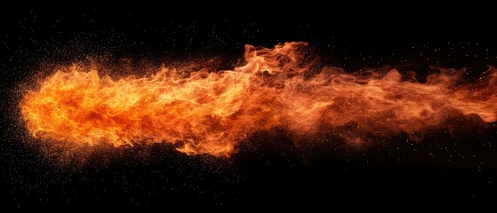 Dynamic fire blaze on black background for dramatic visual effects
