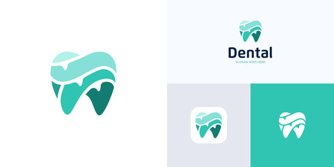 Abstract dental health logo icon design vector illustration element editable, Creative modern symbol dentist clinic practice for medical family care and identity