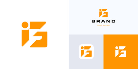 Letter G with human people with yellow color logo icon design vector editable, Modern symbol initial letter IG or GI with square shape for brand identity and business company