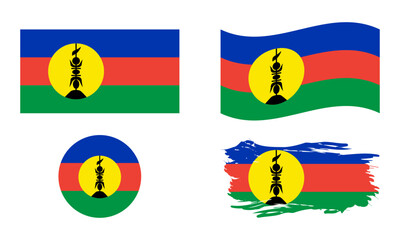 New Caledonia flag in different shapes