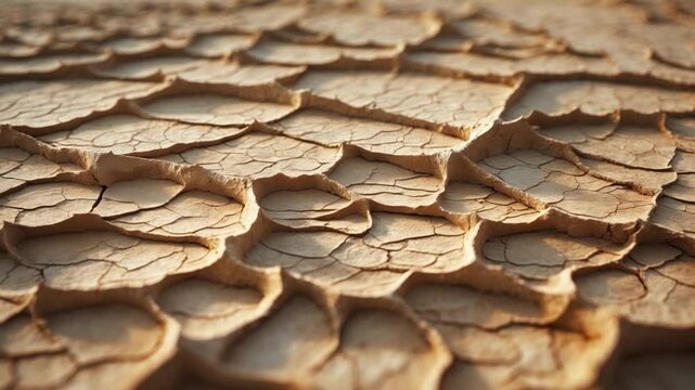 Detailed close-up of cracked dry earth showing intricate textures and patterns formed by extreme desiccation and temperature changes, highlighting natural erosion and unique formations.