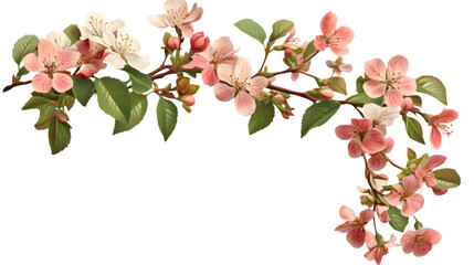Fototapeta premium corner floral decoration, spring blossoms, pastel colors, PNG cutout