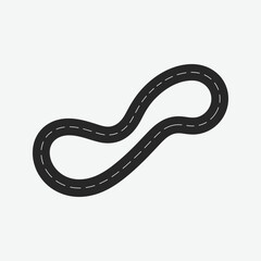 Winding Curved Road Vector Isolated on Transparent Background – Top View Highway Path Illustration for Maps & Design