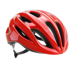 Close-up of a red bicycle helmet.