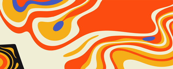Abstract Orange Yellow Blue Swirl Background