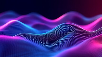 Abstract neon wave background futuristic technology glowing surface digital art design wallpaper 3d render