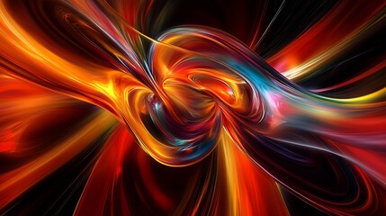 Abstract fractal art wallpaper background with vibrant colors and dynamic swirling shapes design element