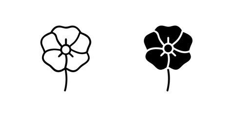 Poppy flower icon collection. Perfect for remembrance or veteran designs.