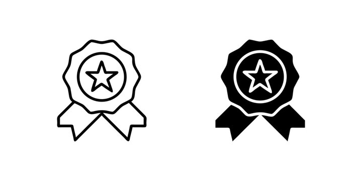 Veteran badge icon collection with star. Ideal for military designs.