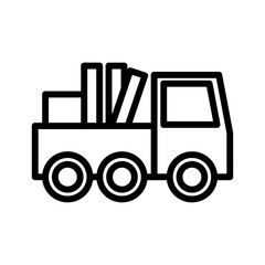Truck outline icon. Construction icon isolated on white background. Transparent background, minimalist symbol. Vector images	