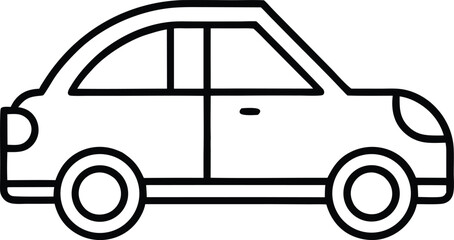 sedan car icon in line art style, vector representation with a clean look. 
