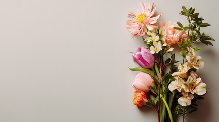 Obraz premium Side-Aligned Spring Floral Composition for Text Design
