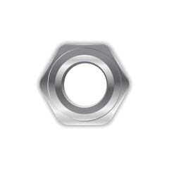 Obraz premium Isometric Metal Nut Bolt Top View Vector Illustration. Steel Bolt Screw 