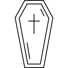Halloween Coffin Outline Icon – Spooky Grave Symbol for Halloween Designs and Decorations

