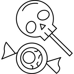 Halloween Candy Outline Icon – Vector Illustration of Sweet Treats for Spooky Festive Designs

