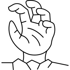 Creepy Halloween Hand Outline Icon – Spooky Zombie, Skeleton, and Horror Theme Vector

