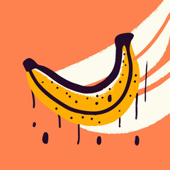Ripe Yellow Banana Illustration, Modern Art Style