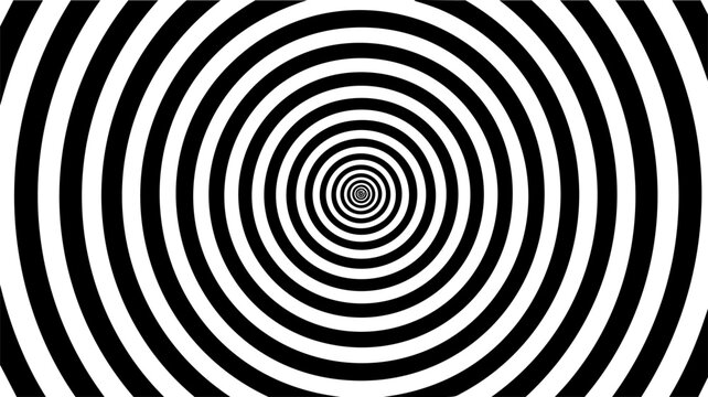 Concentric black and white hypnotic circles resembling a visual illusion. Vector illustration