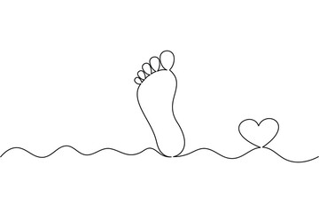 
Foot sole continuous one line drawing of isolated outline vector art black white background


