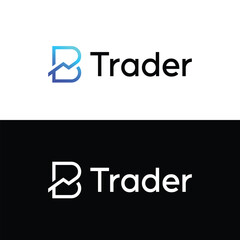 B trader logo icon vector. Letter B + trading chart