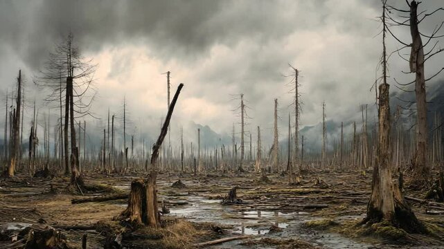 Devastated forest landscape