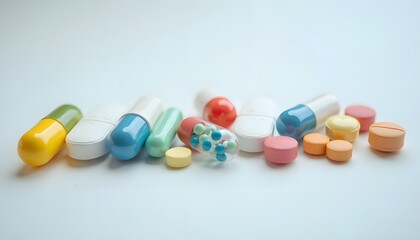 Pills of Various Shapes and Colors