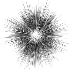 Fototapeta premium Black and white abstract starburst pattern resembling an explosion in comics. Vector illustration