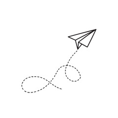Isolated white background with a paper airplane symbol illustration