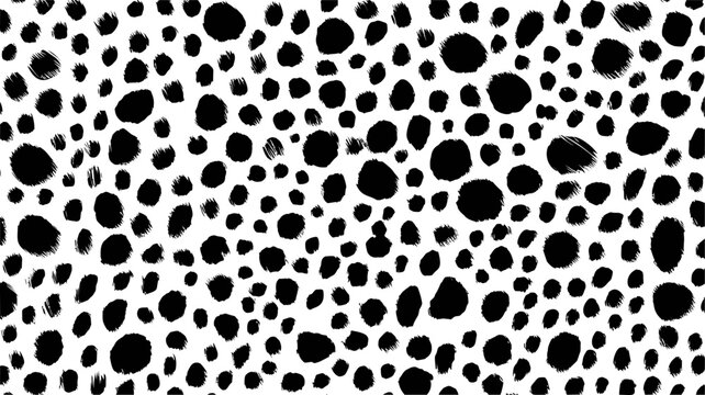 Black and white dalmatian spots pattern resembling animal fur texture. Vector illustration