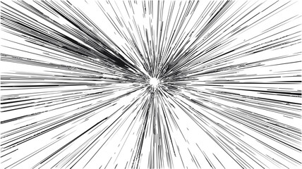 Dynamic black and white abstract starburst lines radiating outward pattern. Vector illustration